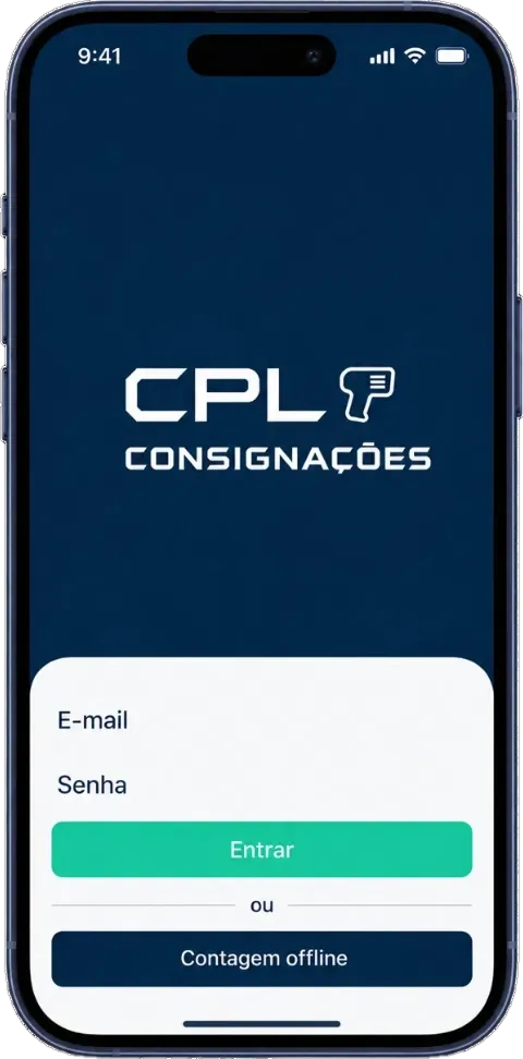 Tela de login do aplicativo de contagem da CPL, com a opção de contagem offline