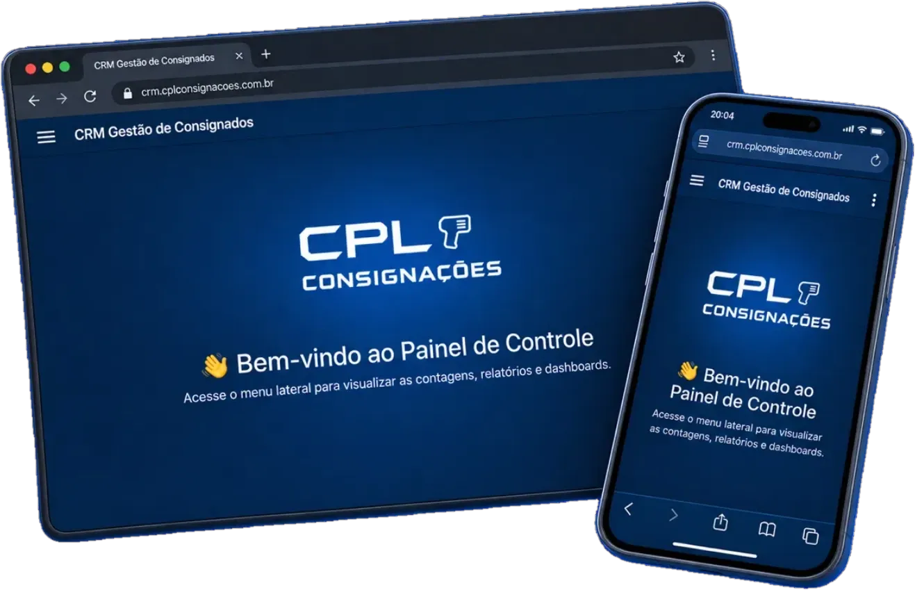 Painel de controle do CRM da CPL